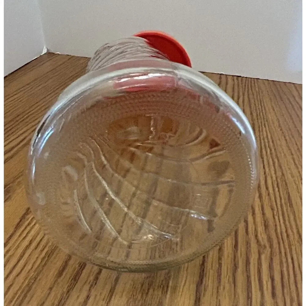 Anchor Hocking TANG Pitcher Swirl Clear Glass Retro Orange Line Quart Size VTG